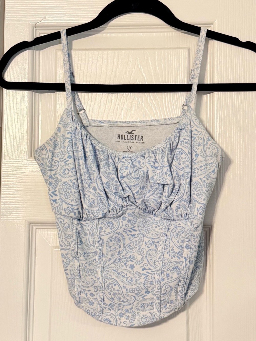 Hollister White and Light Blue Paisley Cami